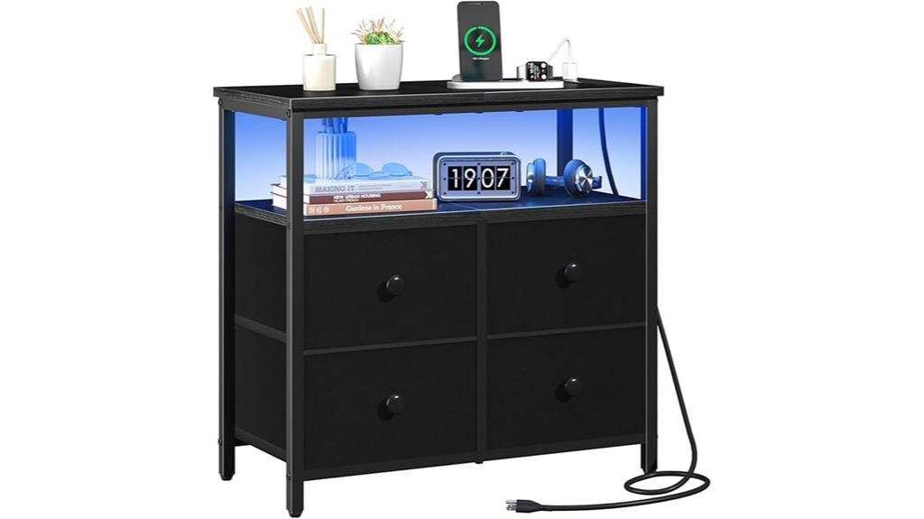 charging nightstand with drawers