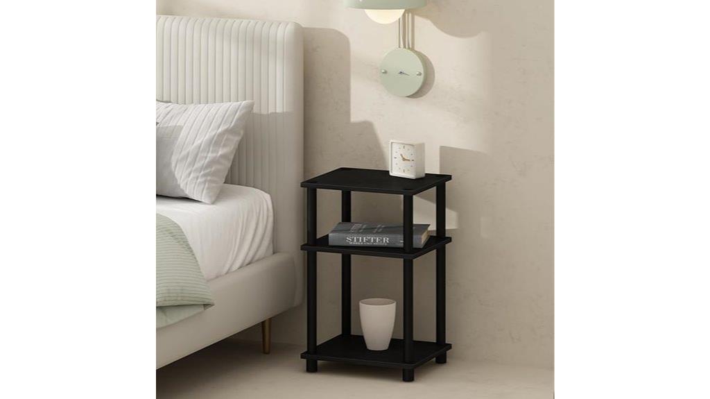 compact three tier nightstand