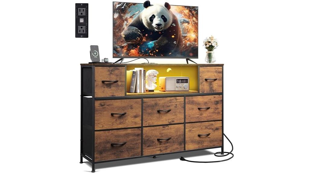 dresser with lights and charging