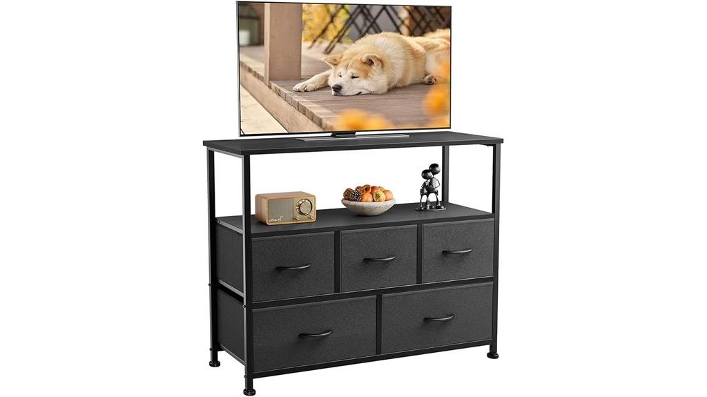 fabric drawer tv stand