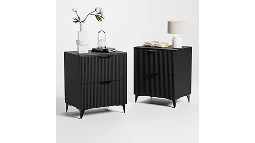 fluted nightstand with drawers