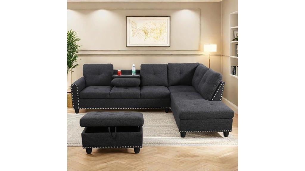 l shaped sofa with storage