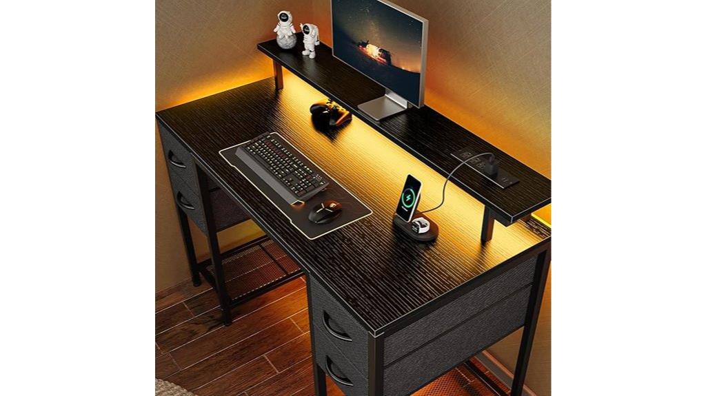 led desk with outlets