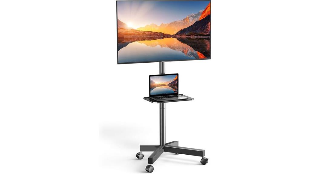 mobile tv cart on wheels