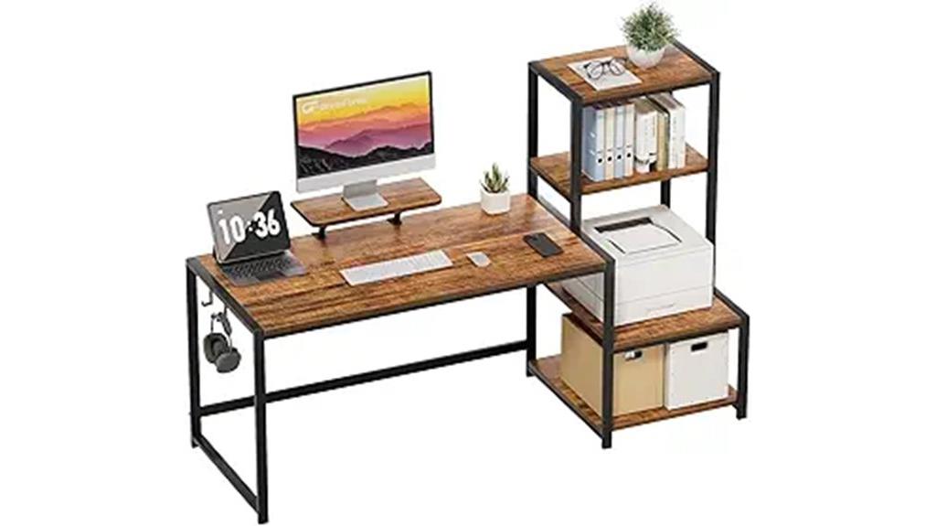 spacious desk with shelf