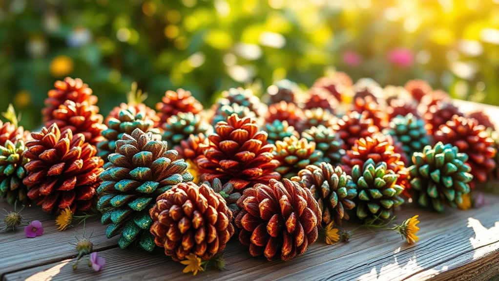 sparkling natural pinecone decorations