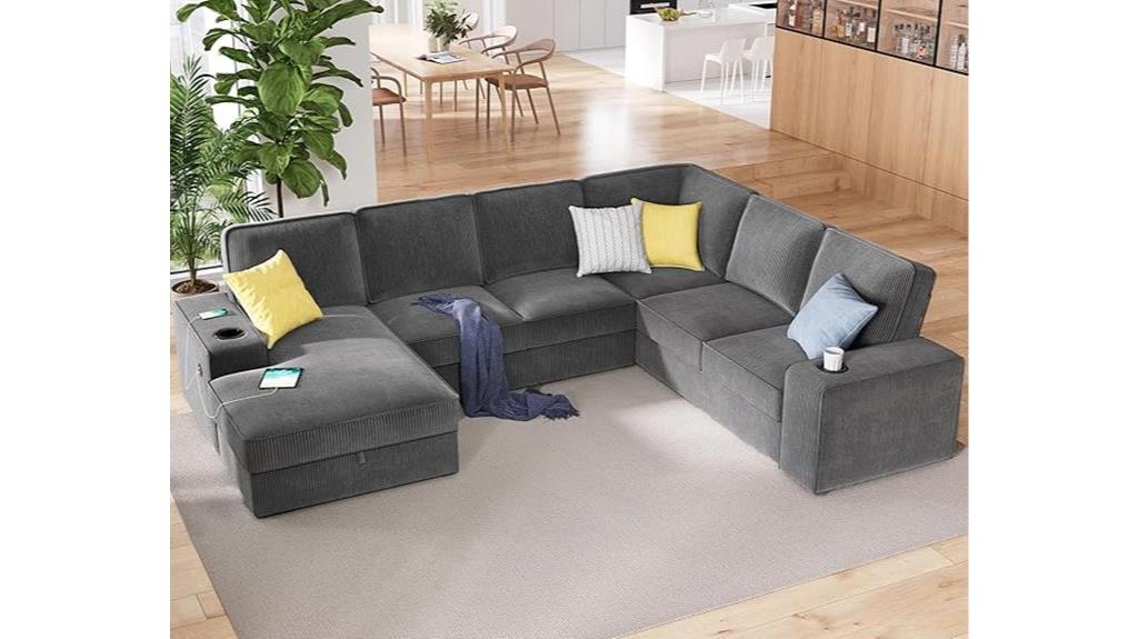 storage chaise u shaped couch
