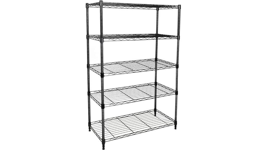 sturdy five shelf storage unit