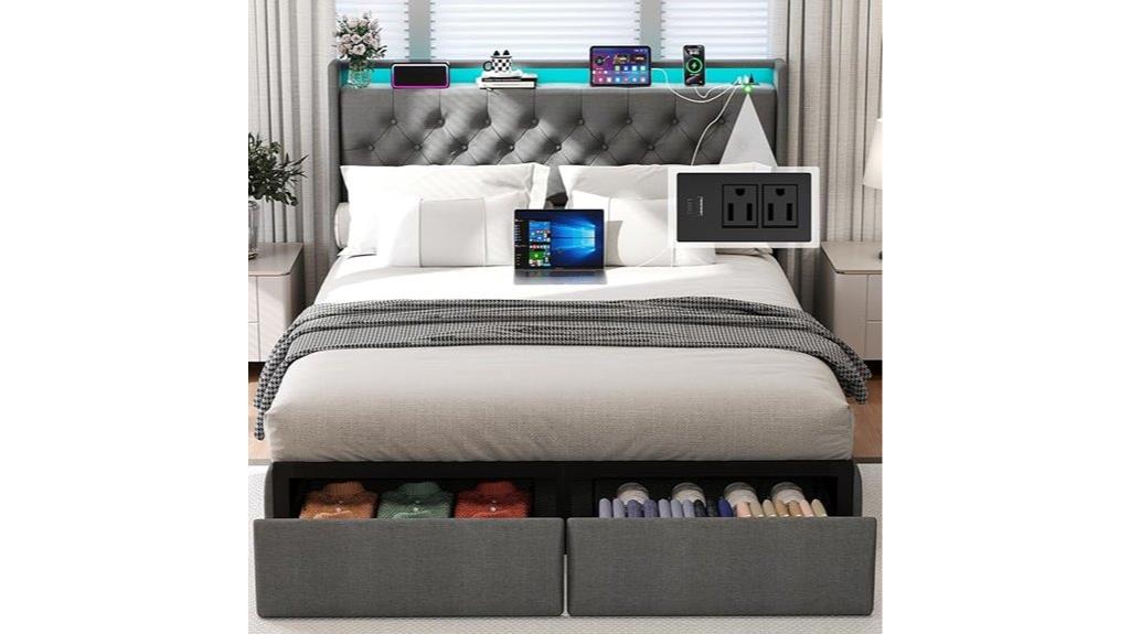 upholstered queen bed frame