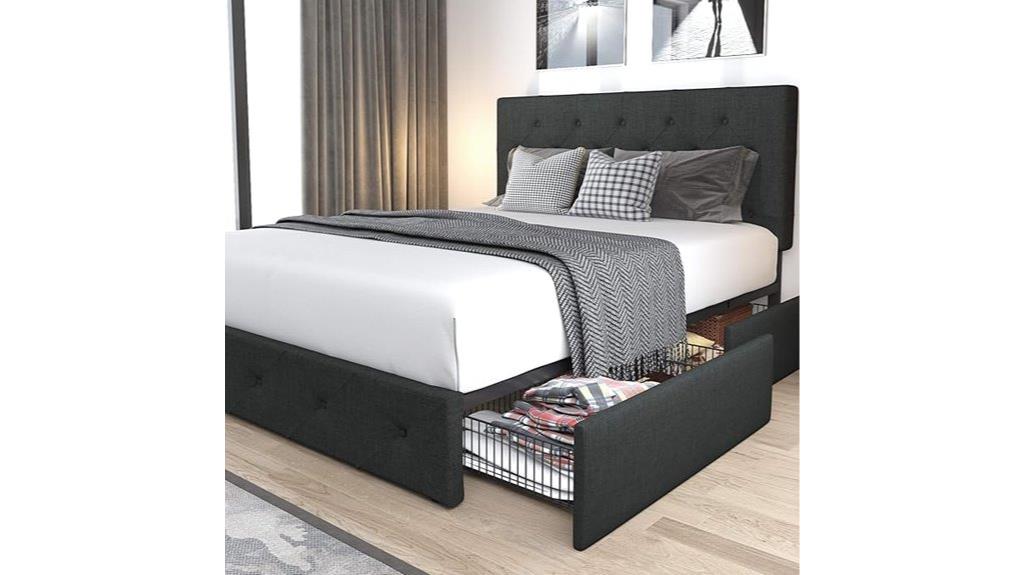 upholstered queen bed frame