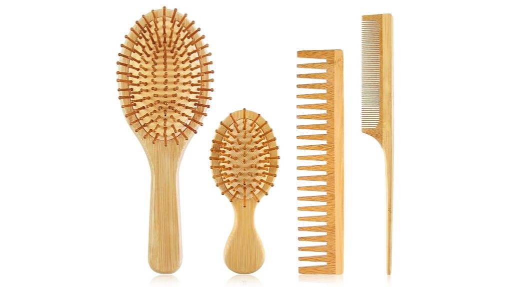 bamboo hair brush set