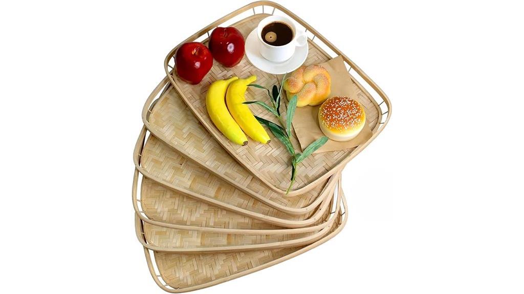 bamboo wicker serving trays