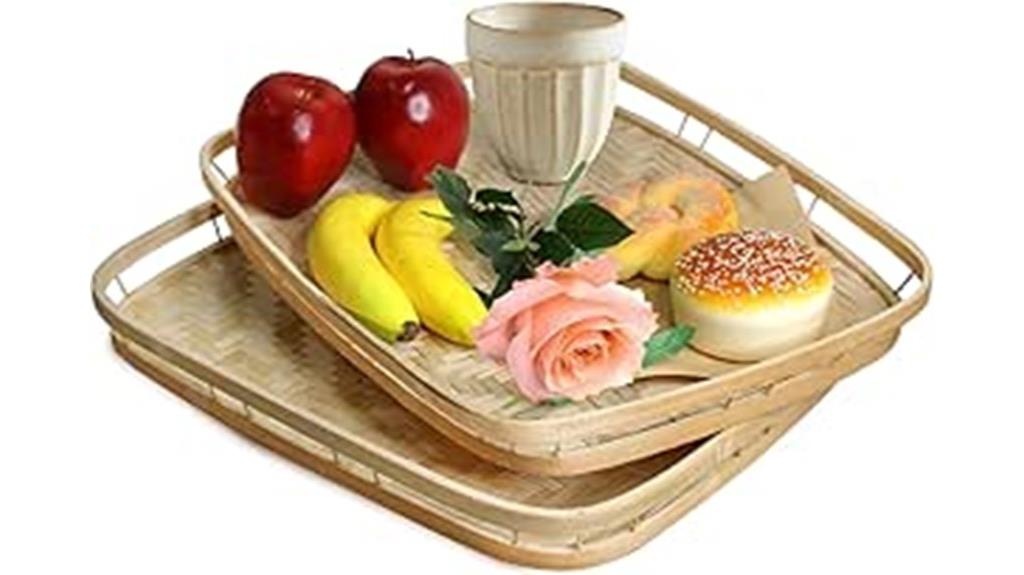 bamboo wicker serving trays