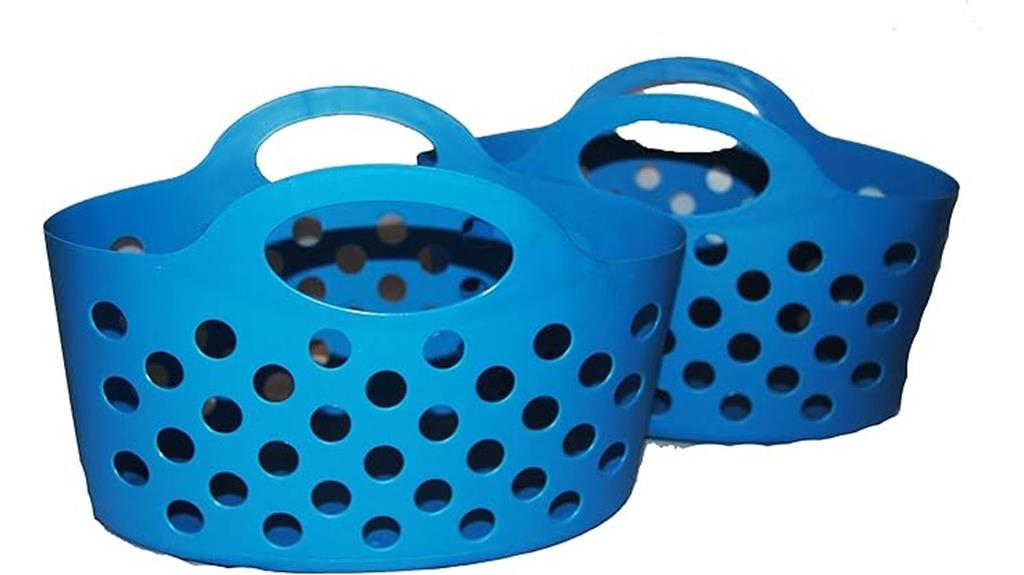 blue plastic basket totes