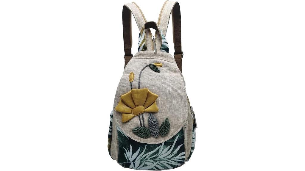 bohemian hemp canvas backpack