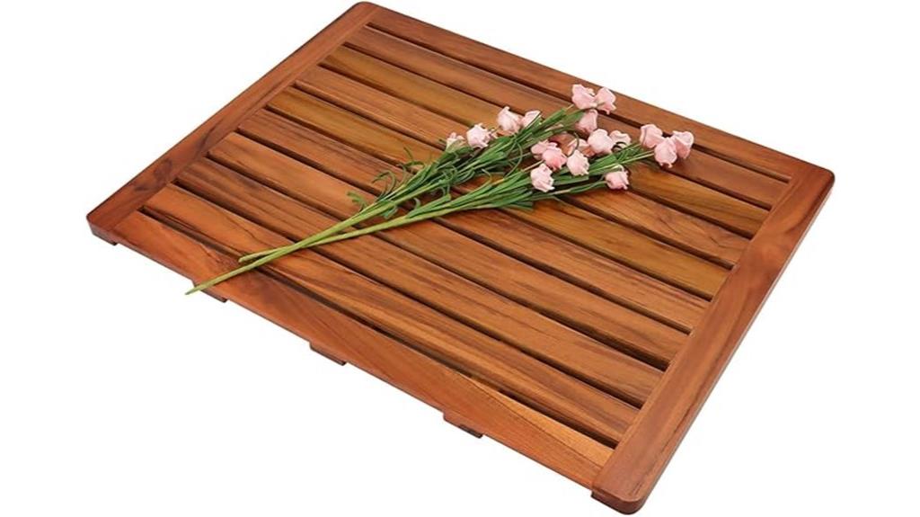 elegant teak wood bath mat