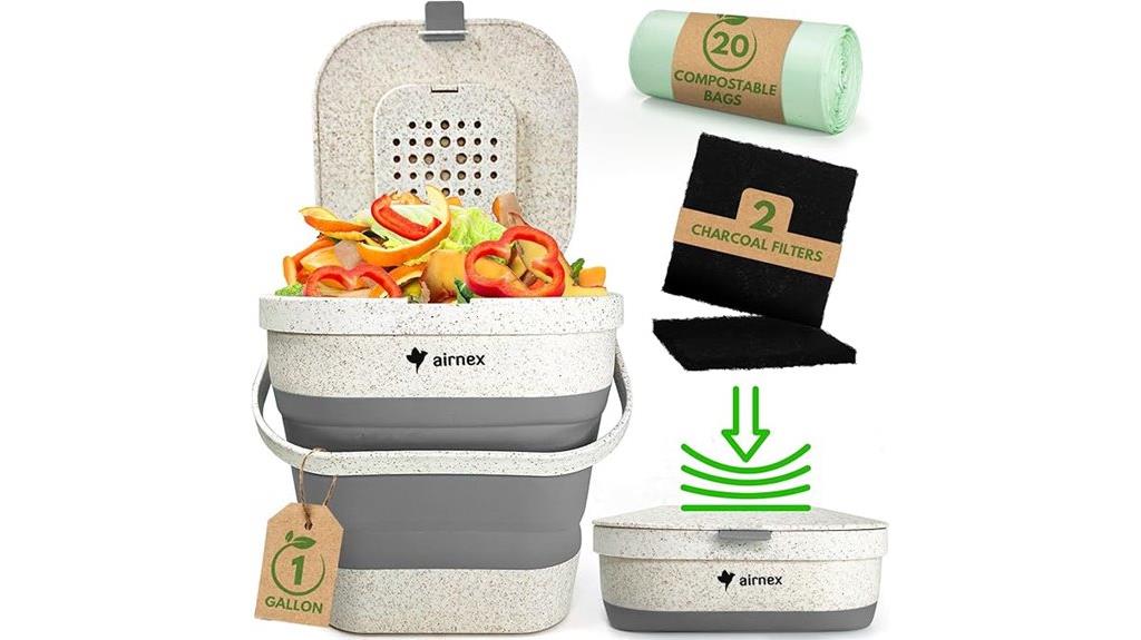 foldable composting container with lid