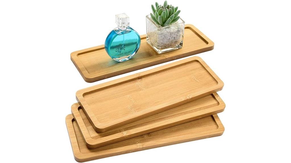 four piece bamboo tray set