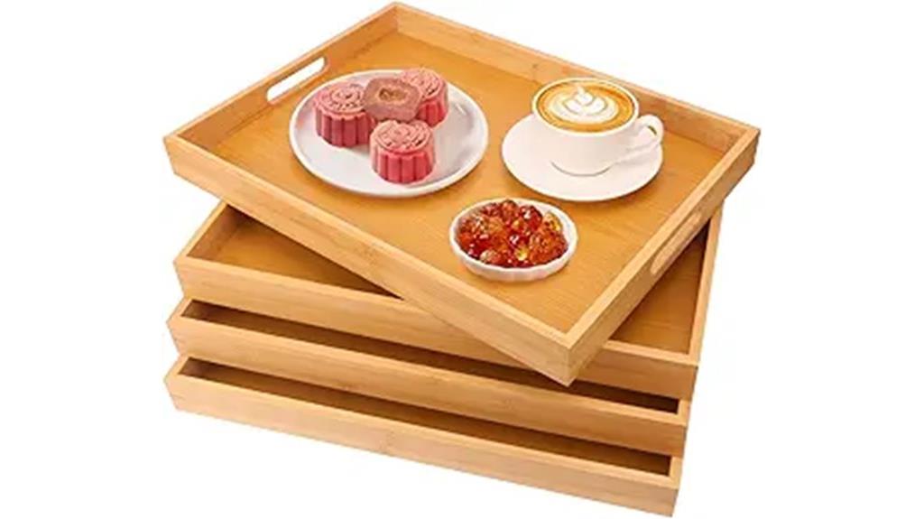 large bamboo tray set