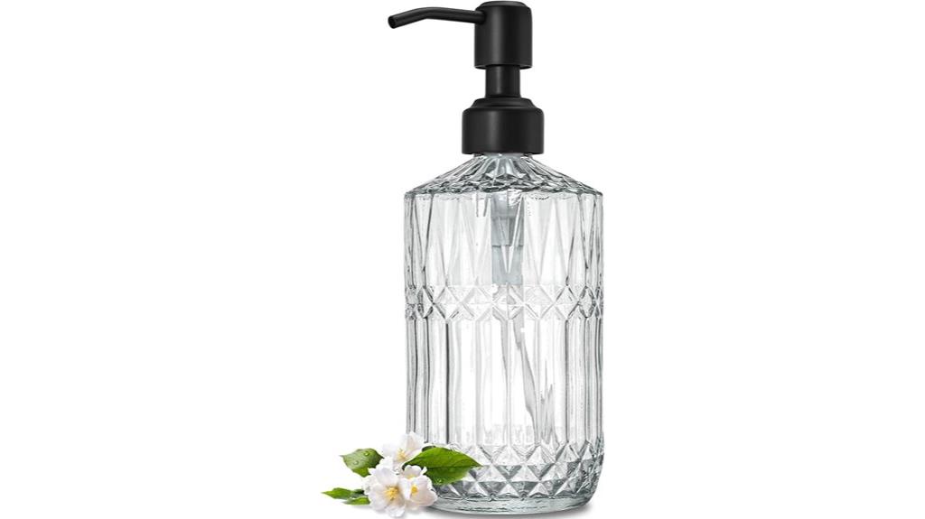 large glass soap dispenser