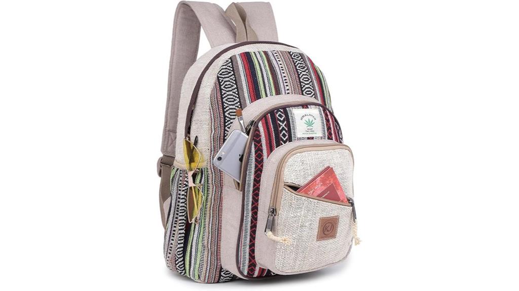 natural hemp multi pocket backpack