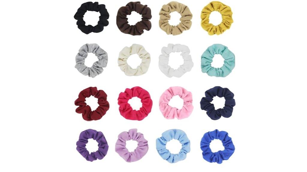 set of 16 cotton hair ties