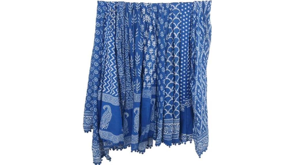 set of five blue scarves