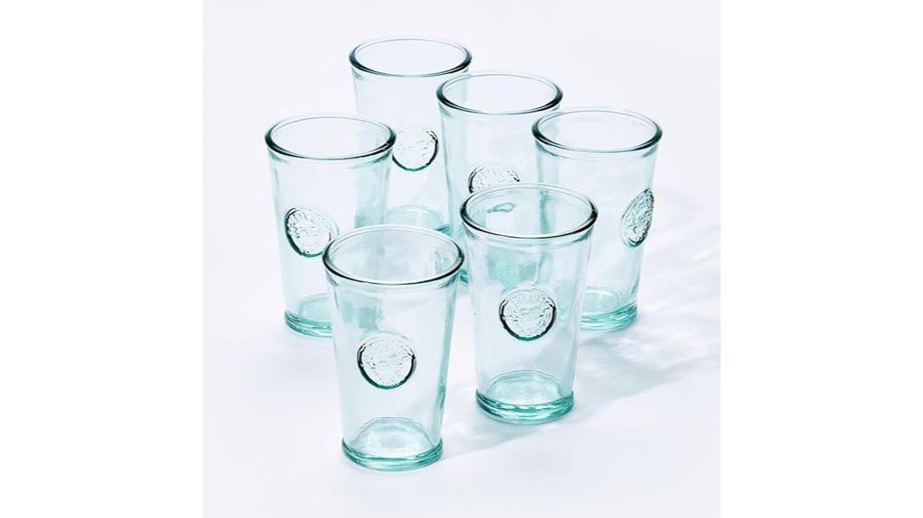 set of six recycled glasses