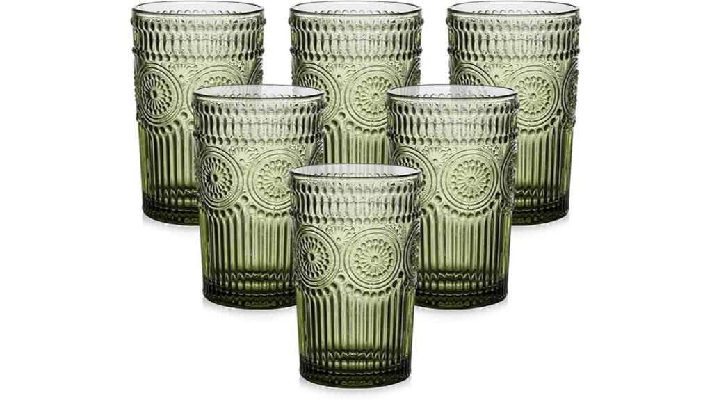 set of six vintage glasses