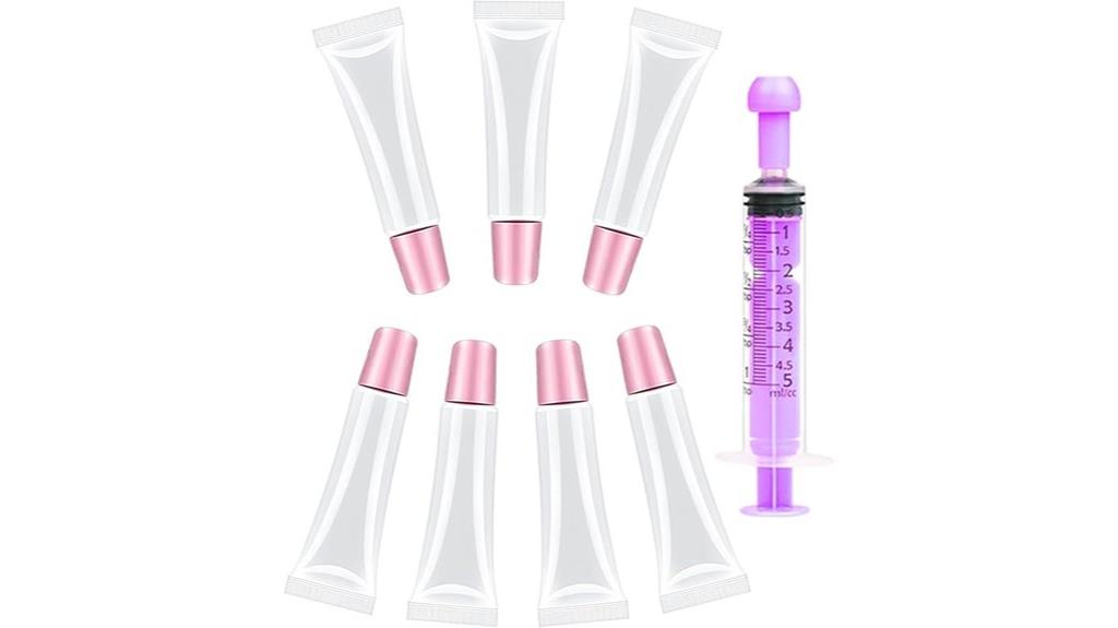 seven refillable lip gloss bottles