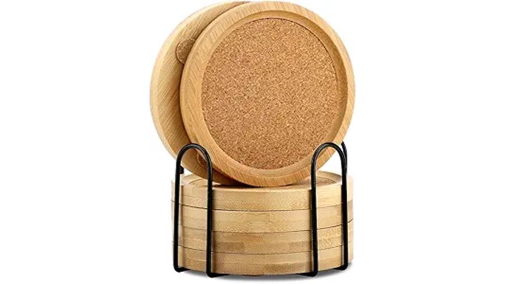 six bamboo drink coasters