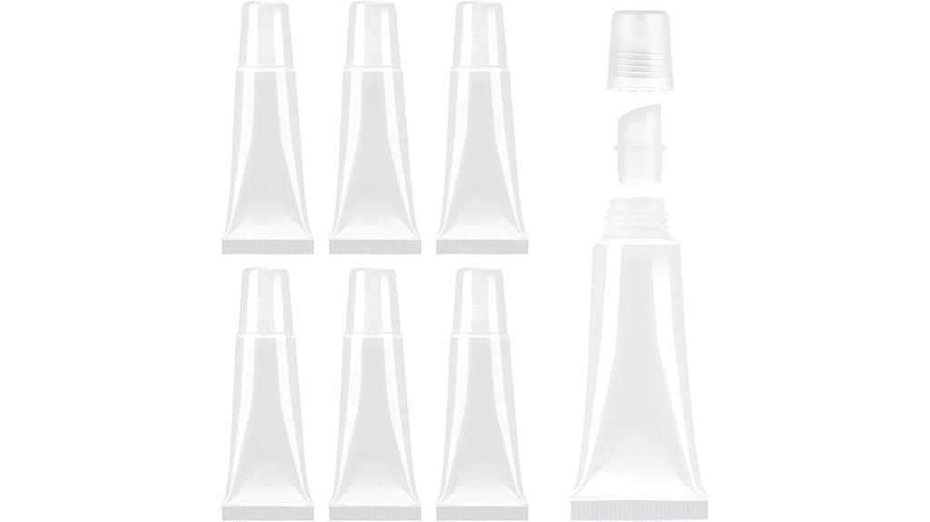 six clear lip gloss tubes