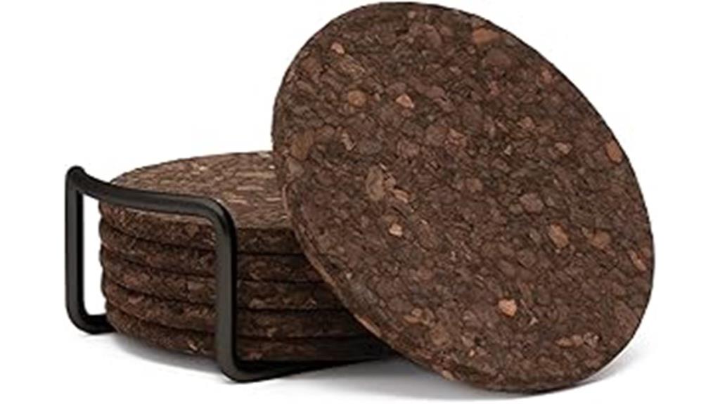 six cork coasters holder