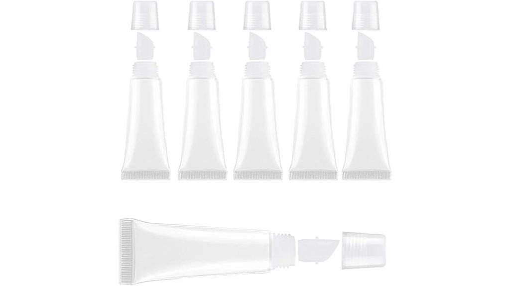 six refillable lip gloss tubes
