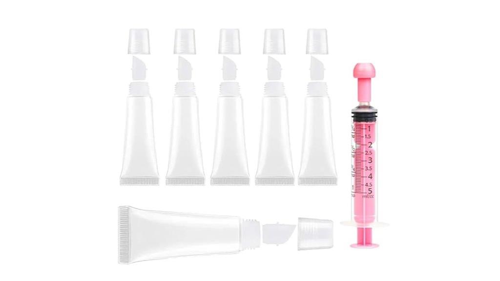 six refillable lip tubes