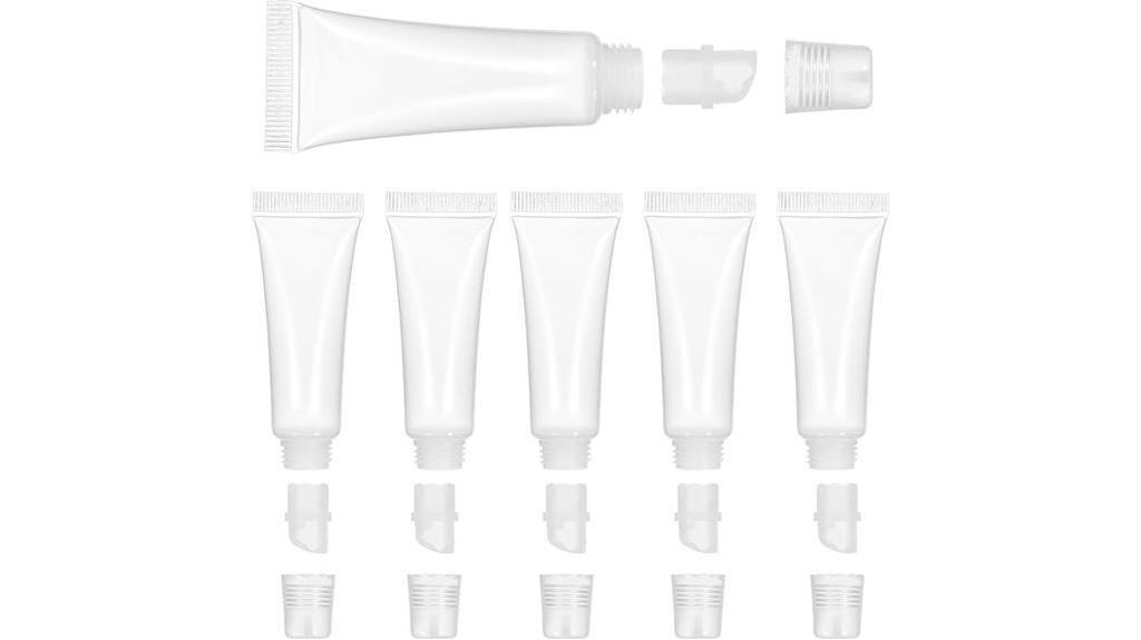 six refillable lip tubes