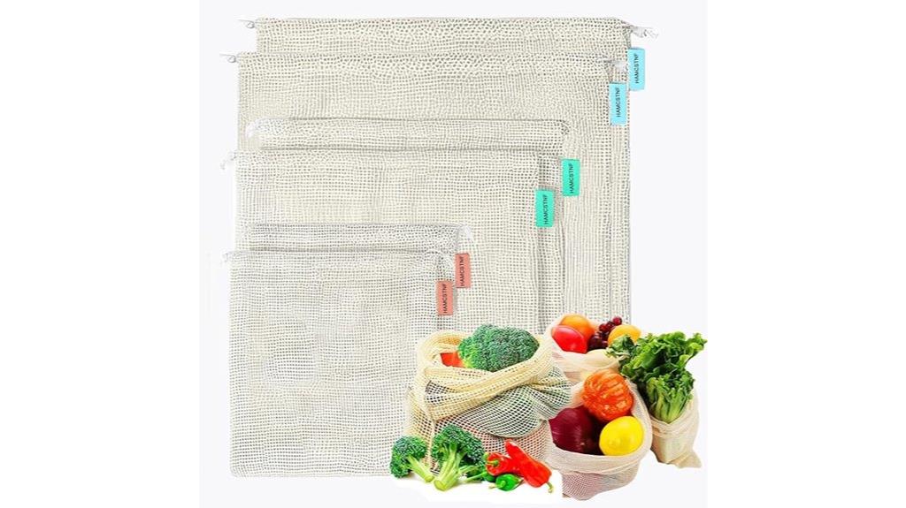 six reusable produce bags
