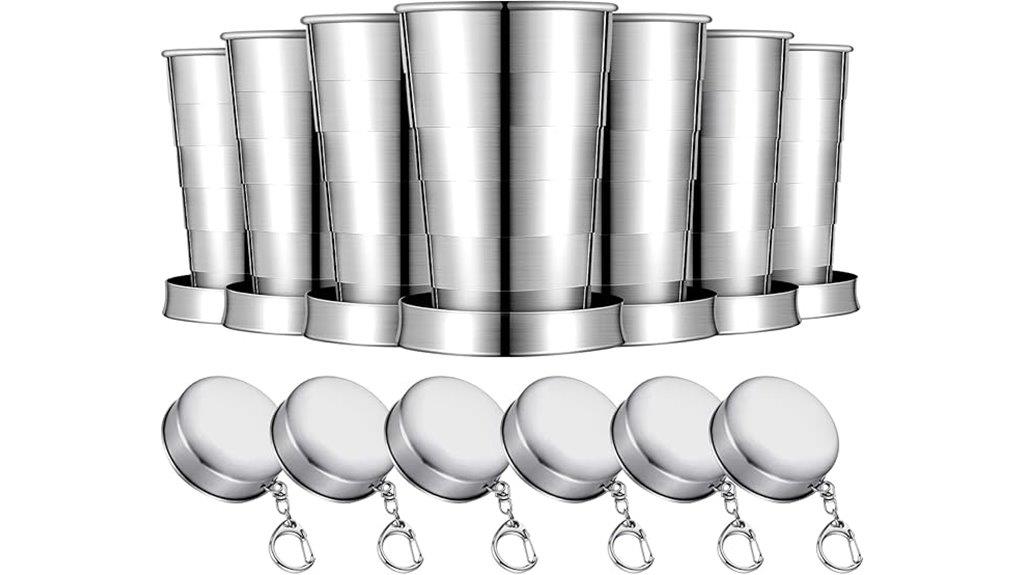 six stainless steel shot glasses