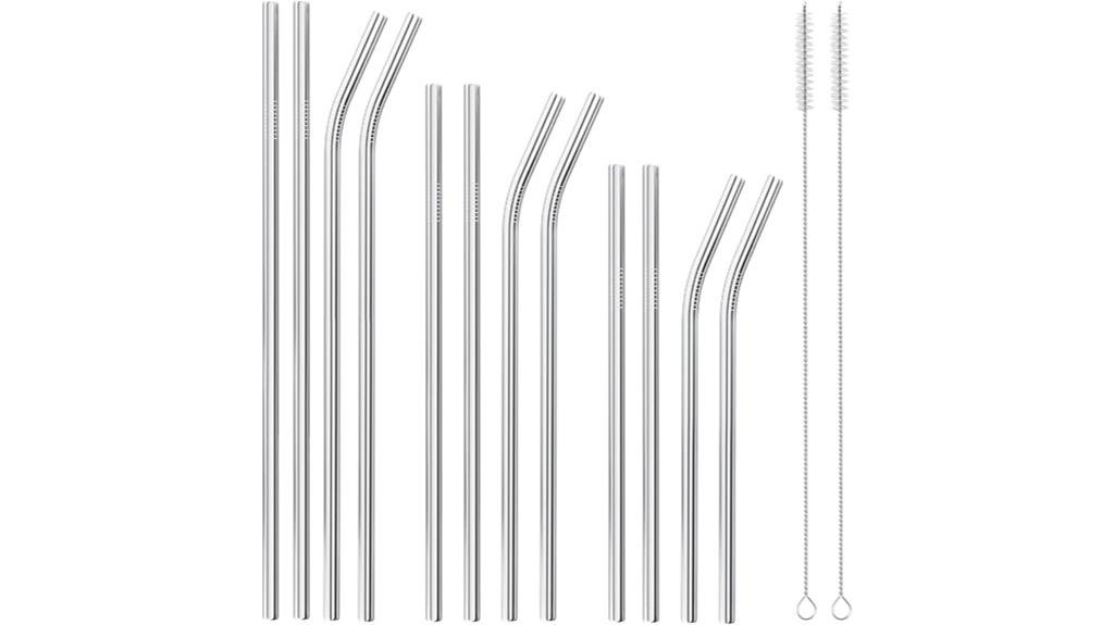 twelve durable steel straws