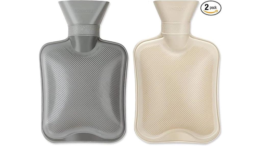 two rubber hot water bottles