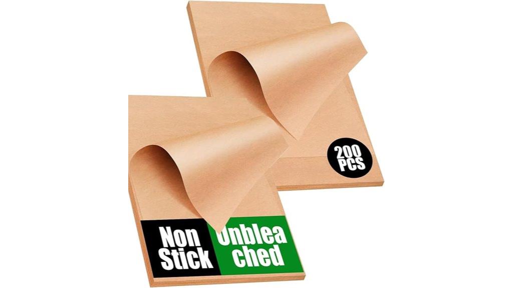 unbleached baking parchment sheets