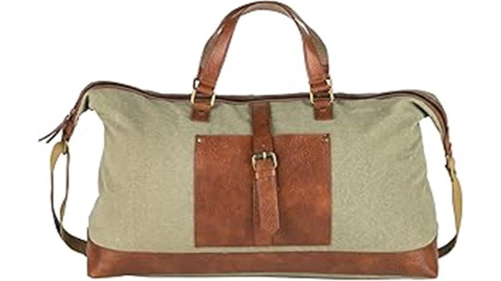 upcycled canvas rfid duffle