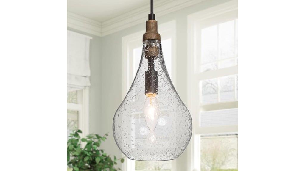 wood and glass pendant lighting
