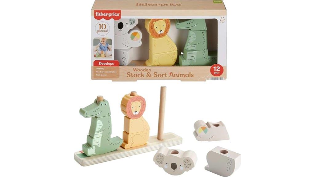 wooden animal stacking toy