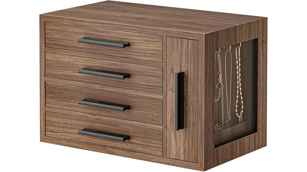 wooden jewelry organizer with window