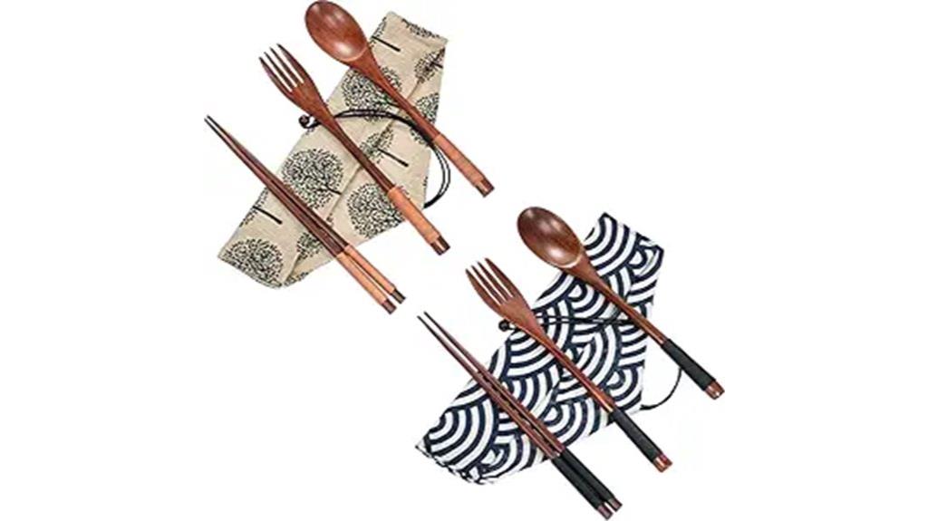 wooden travel flatware set